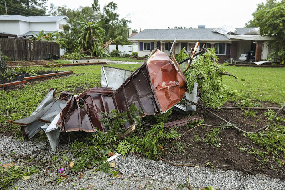 tornado damage on homes. 