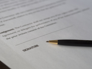 Closeup of an insurance agreement