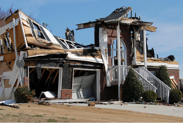 A damaged house in the US