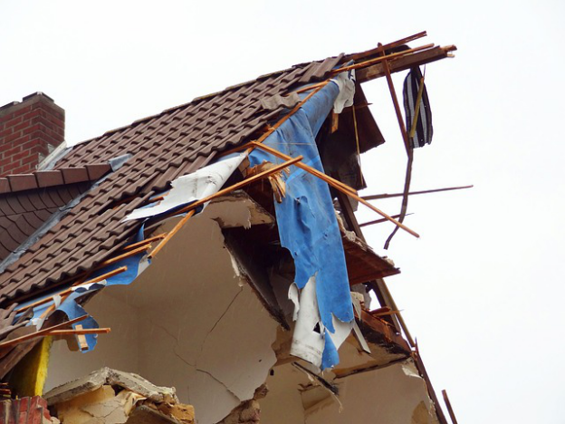 Closeup of a damaged property