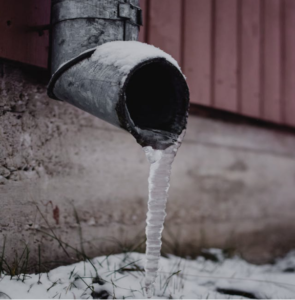 Closeup of a frozen pipe
