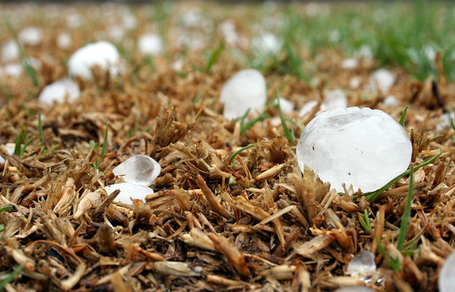 Nature's Impact: A Closeup of a Hailstone
