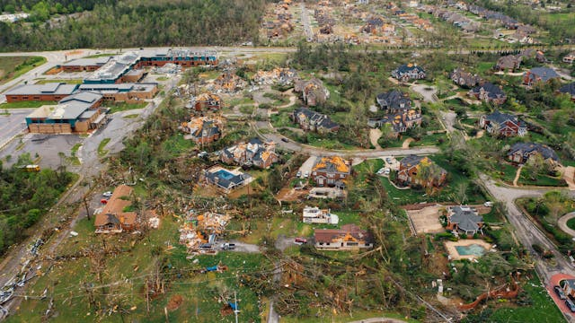 Property damage from a tornado in Texas